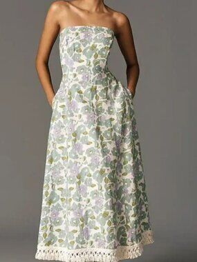 LOVAAN PHILIPPA STRAPLESS A-LINE MIDI DRESS